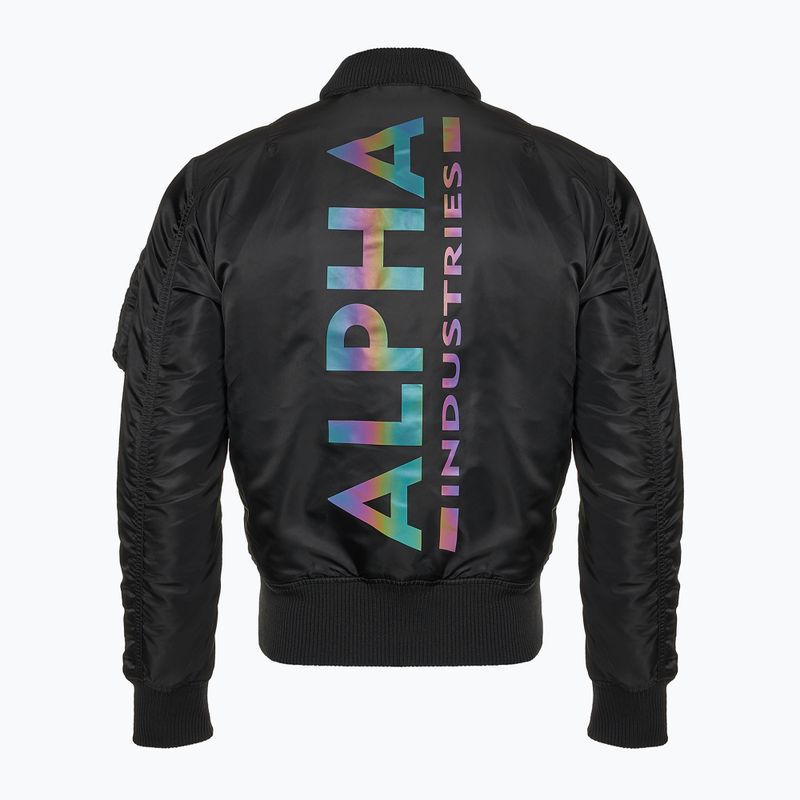 Alpha Industries men's jacket MA-1 ZH Back Print black / rainbow reflective 3