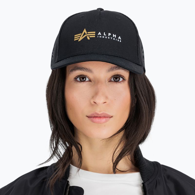 Men's Alpha Industries Label Trucker baseball cap black 3