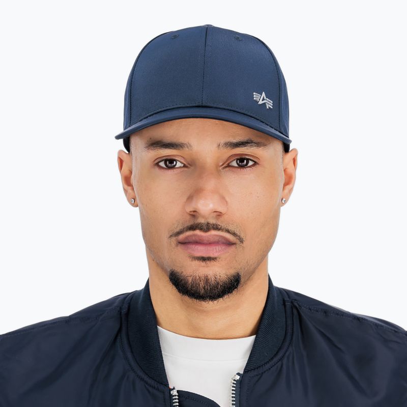 Alpha Industries men's Metal Label rep blue/chrome baseball cap 3