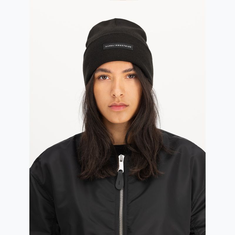 Cap Alpha Industries Rubber Logo Beanie black 4