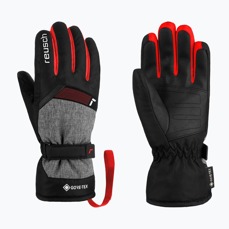 Reusch Flash Gore-Tex children's ski gloves black/black melange/fire red