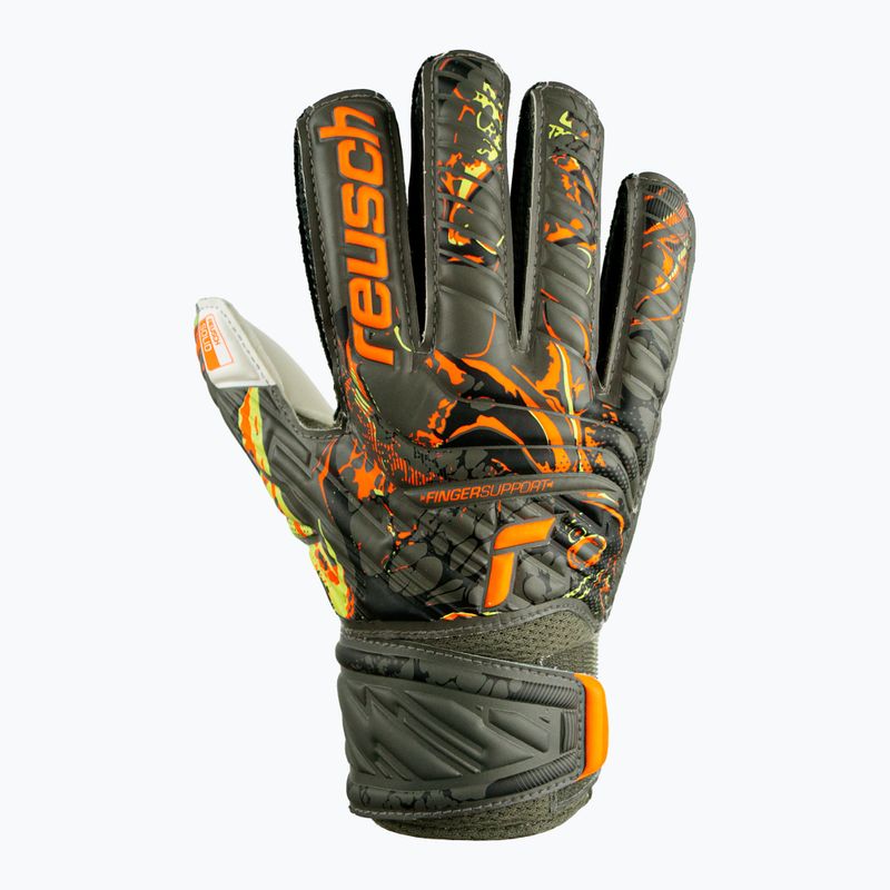 Reusch Attrakt Solid Finger Support Junior children's goalkeeping gloves green 5372010-5556 5