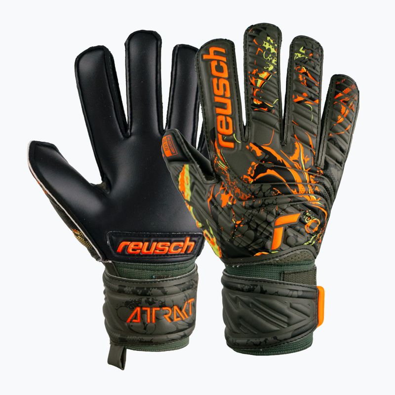 Reusch Attrakt Silver Junior children's goalie gloves green 5372015-5555 4
