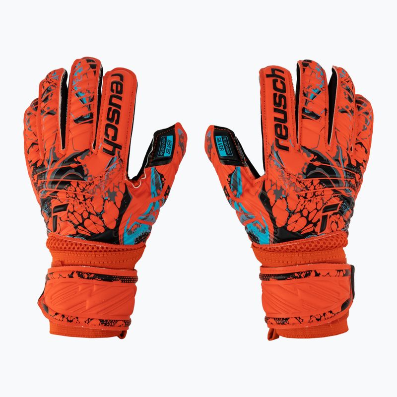 Reusch Attrakt Silver Roll Finger Junior Children's Goalkeeper Gloves Red 5372217-3333