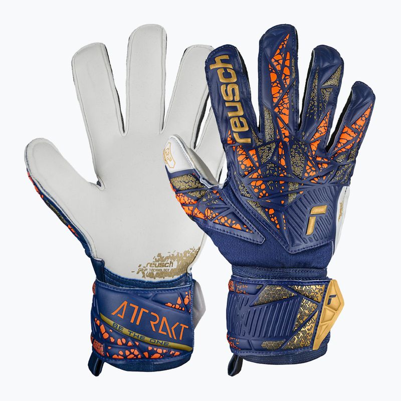 Reusch Attrakt Grip premium blue/gold goalie gloves