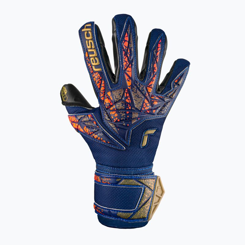 Reusch Attrakt Gold X Junior premium blue/gold/black children's goalkeeper gloves 2