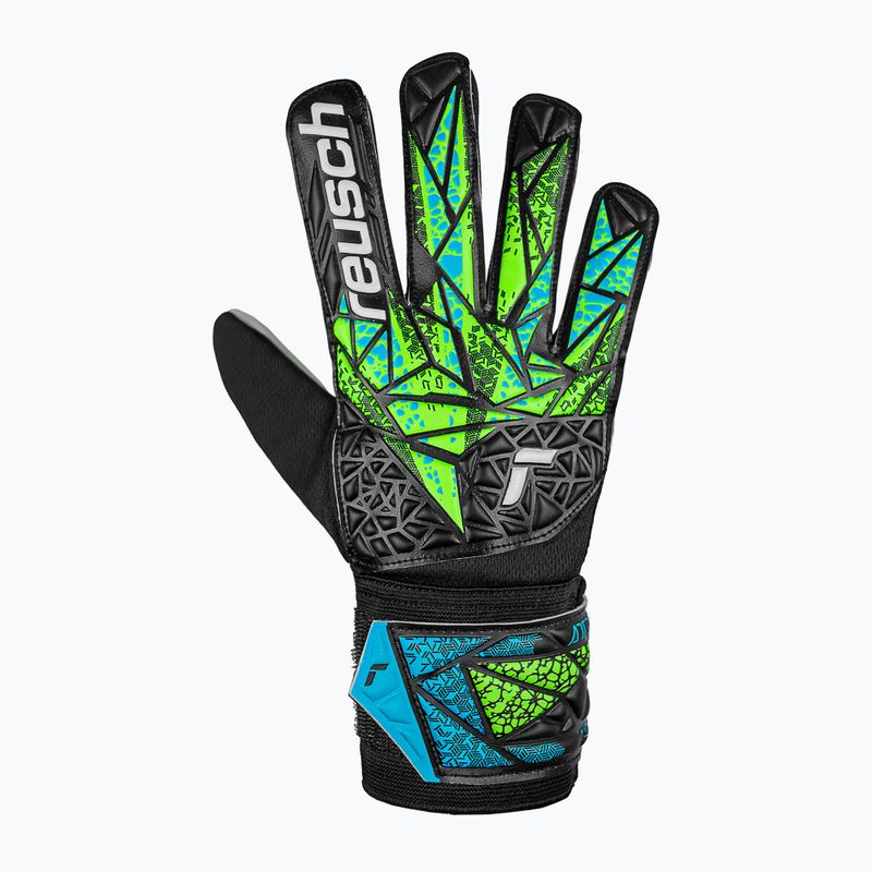 Reusch Attrakt Starter Solid Junior children's goalie gloves black/fluo lime/aqua 2
