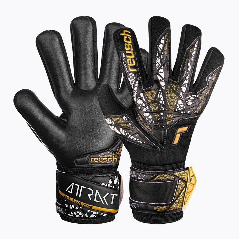 Reusch Attrakt Silver NC Finger Support Junior goalkeeper gloves black/gold/white/black