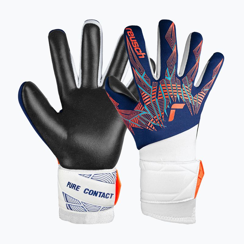 Reusch Pure Contact Silver Junior premium blue/electric orange/black children's goalie gloves