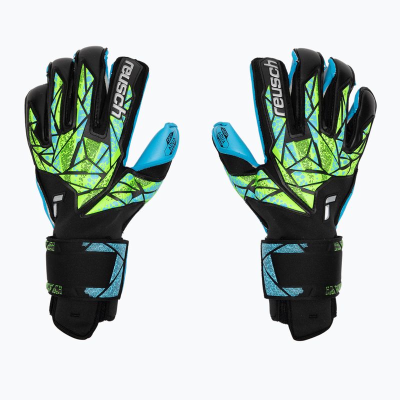 Reusch Attrakt Aqua Evolution goalie gloves black/fluo lime/aqua