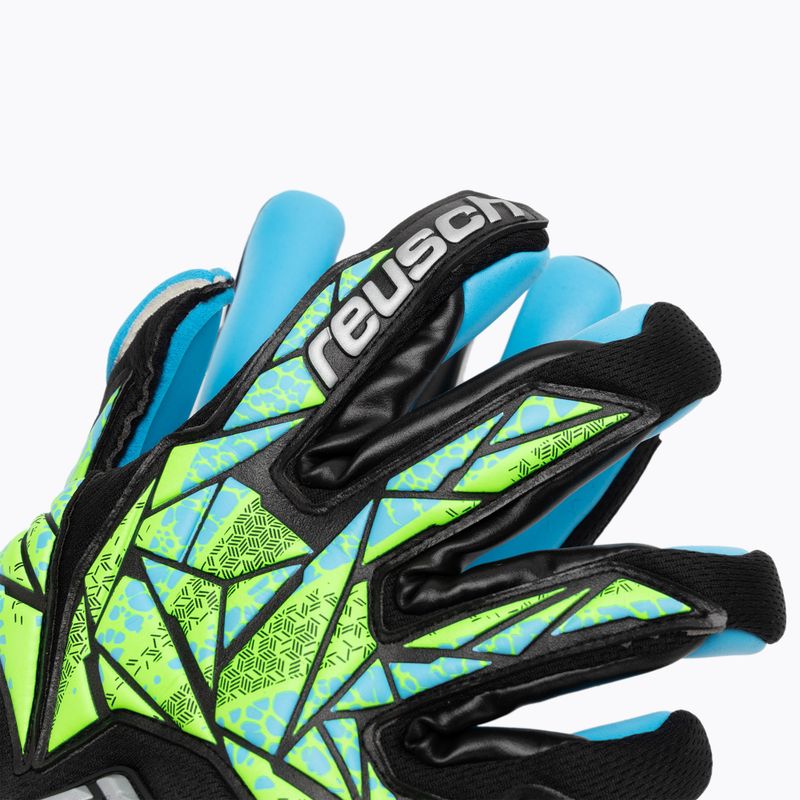 Reusch Attrakt Aqua goalie gloves black/fluo lime/aqua 4