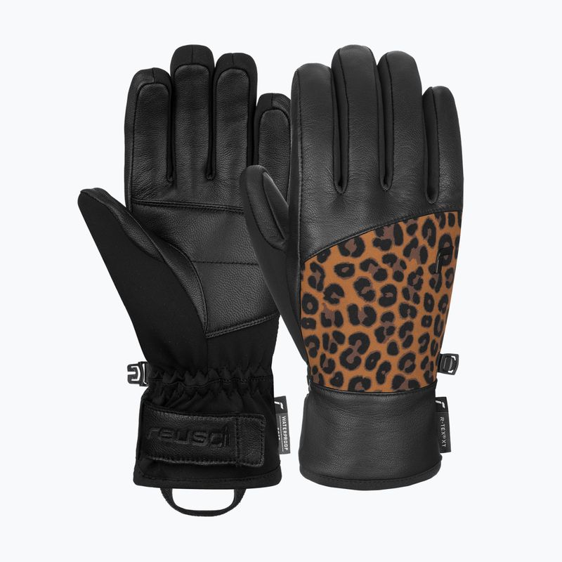 Women's ski gloves Reusch Beatrix R-Tex XT black/brown leopard 6