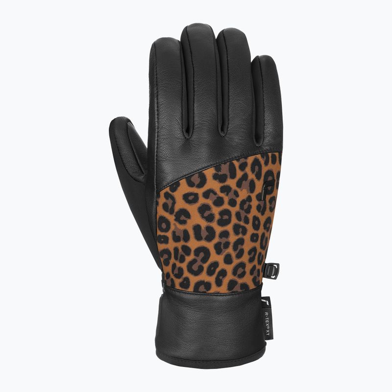 Women's ski gloves Reusch Beatrix R-Tex XT black/brown leopard 7
