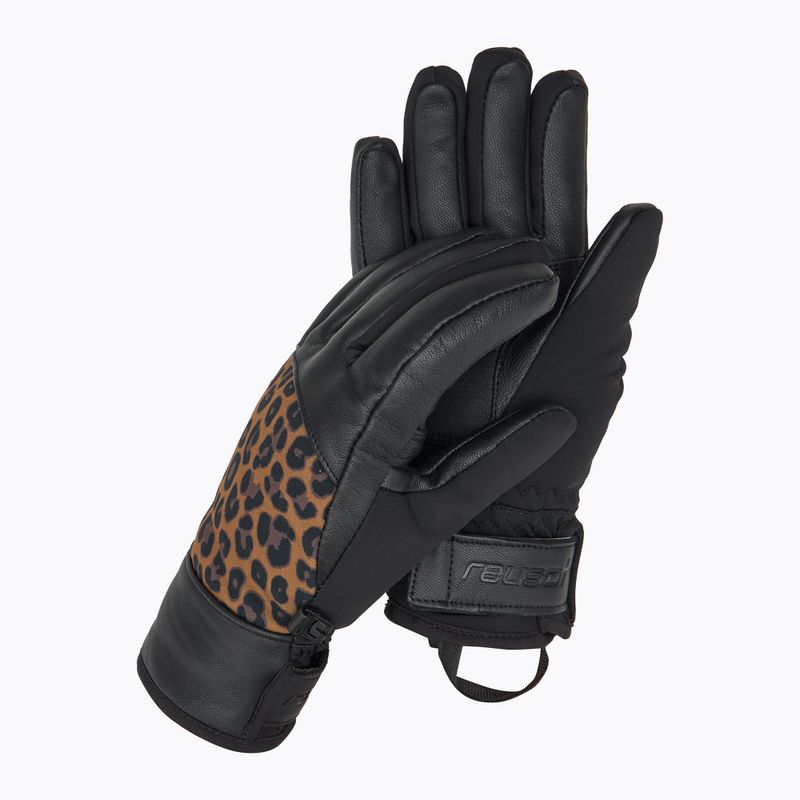 Women's ski gloves Reusch Beatrix R-Tex XT black/brown leopard