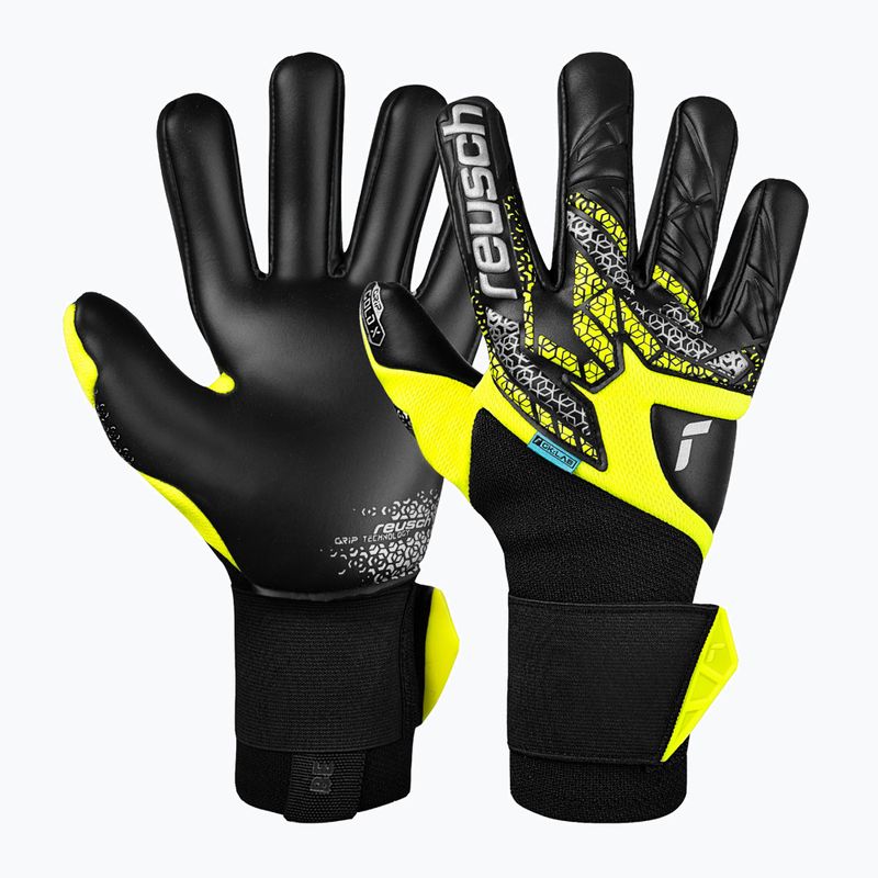 Reusch Attrakt Gold X NC Gravity safety goalkeeper gloves yellow/silver/black