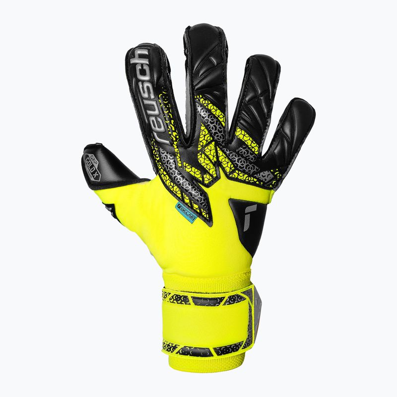 Reusch Attrakt Gold X Evolution safety goalkeeper gloves yellow/silver/black 2