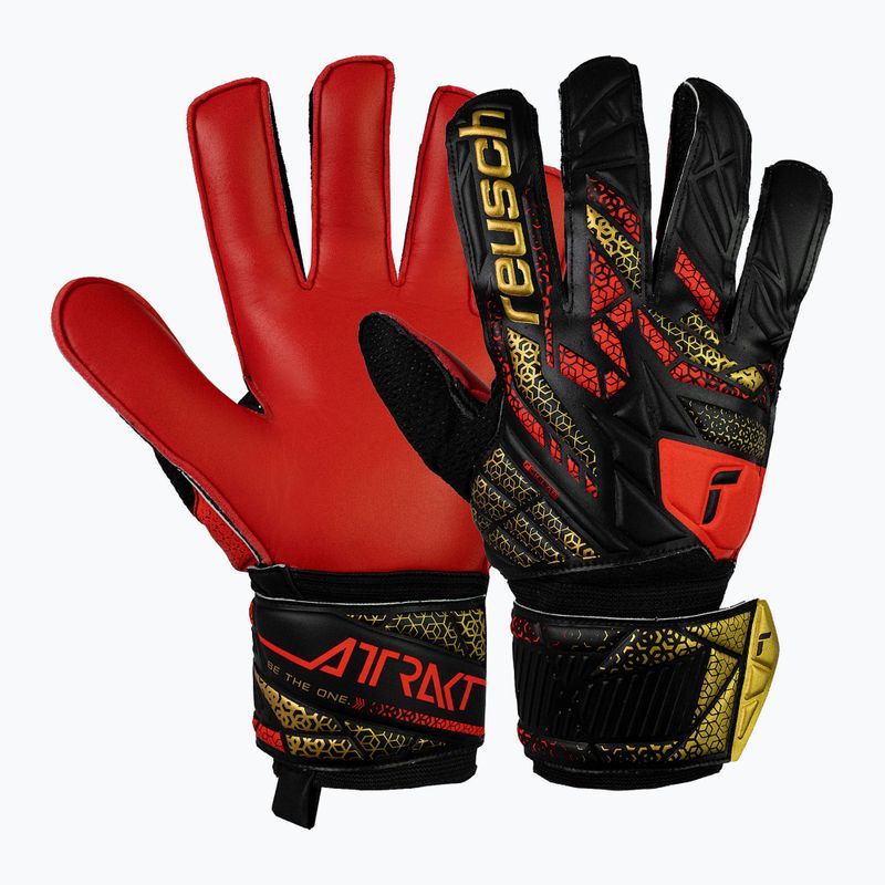 Reusch Attrakt Solid goalkeeper gloves black/gold/fiery red