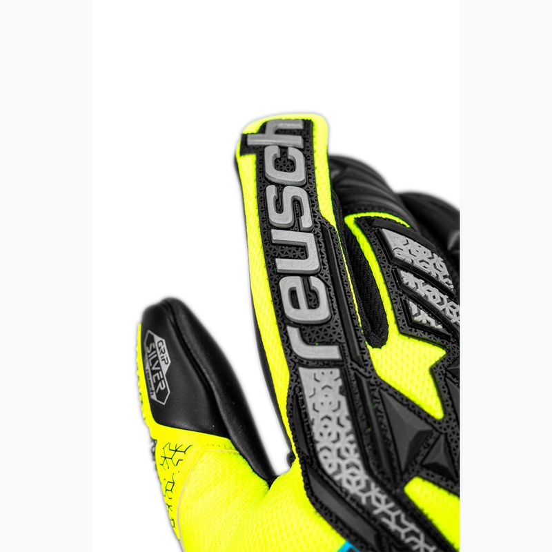 Reusch Attrakt Freegel Silver Junior safety yellow/silver/black children's goalkeeping gloves 5
