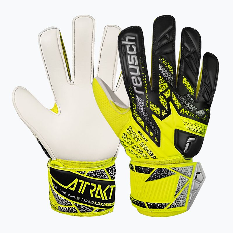 Reusch Attrakt Solid Junior safety yellow/silver children's goalkeeping gloves