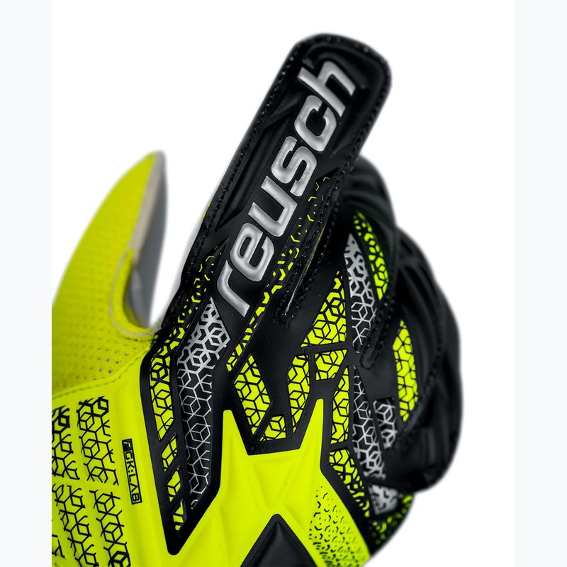 Reusch Attrakt Solid Junior safety yellow/silver children's goalkeeping gloves 5