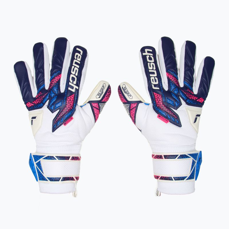 Reusch Attrakt RE:GRIP NC Junior children's goalkeeping gloves blue/pink/white 2