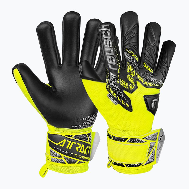 Reusch Attrakt Gold X NC Junior safety yellow/silver/black children's goalkeeper gloves