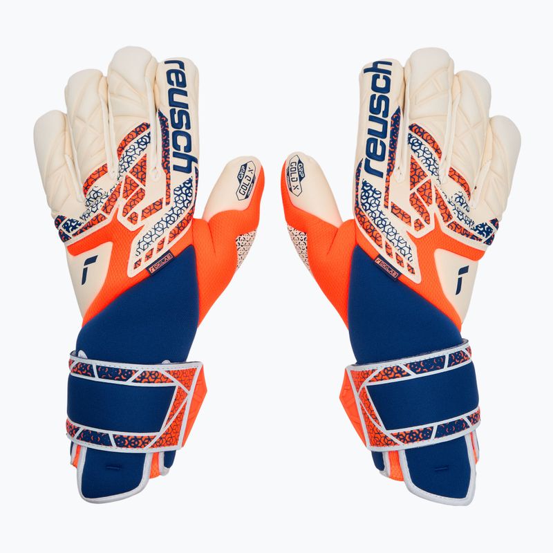 Reusch Attrakt Gold X Guardian goalkeeper gloves shocking orange/energize blue 2