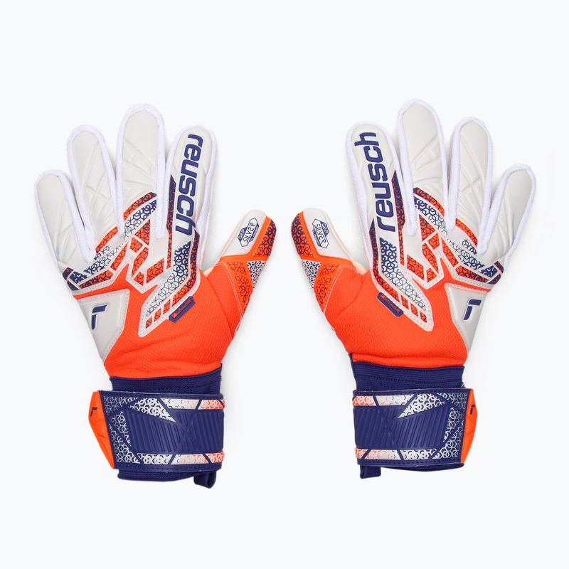 Reusch Attrakt Silver shocking orange/energize blue goalkeeper gloves 2