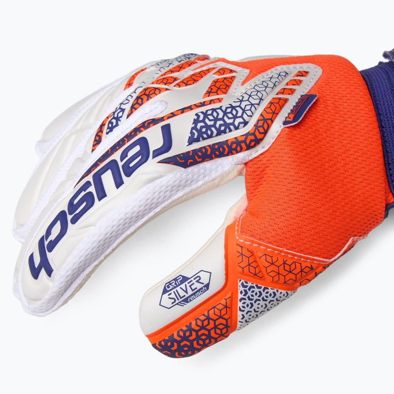 Reusch Attrakt Silver shocking orange/energize blue goalkeeper gloves 4