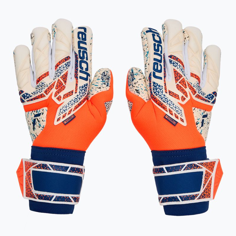Reusch Attrakt Fusion goalkeeper gloves shocking orange/energize blue 2