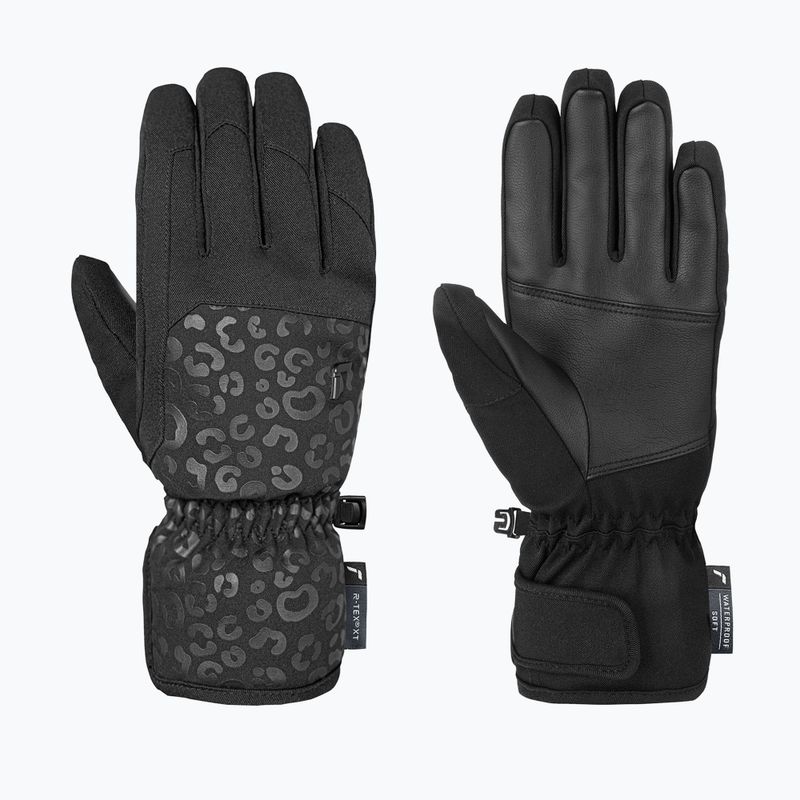 Women's ski gloves Reusch Keira R-Tex XT black/black leopard
