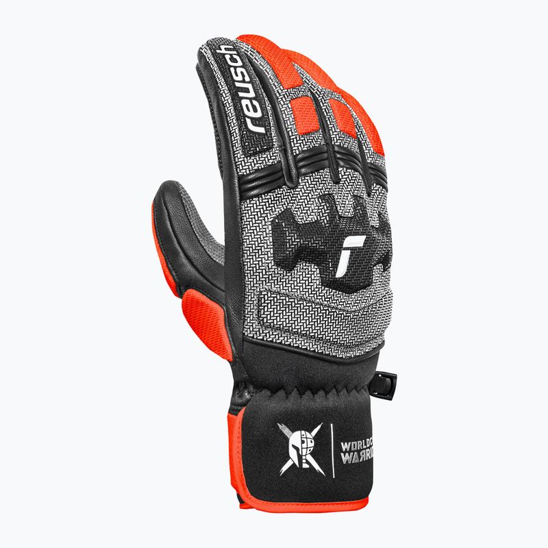 Ski gloves Reusch Worldcup Warrior DH black/silver/fluo red 2