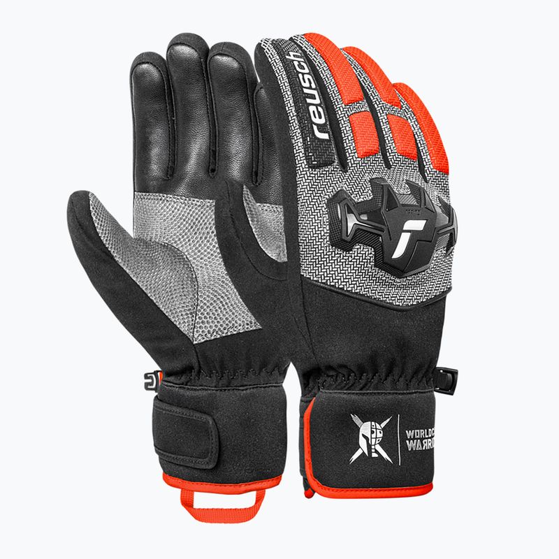 Men's ski gloves Reusch Worldcup Warrior R-Tex XT black/silver/fluo red 2