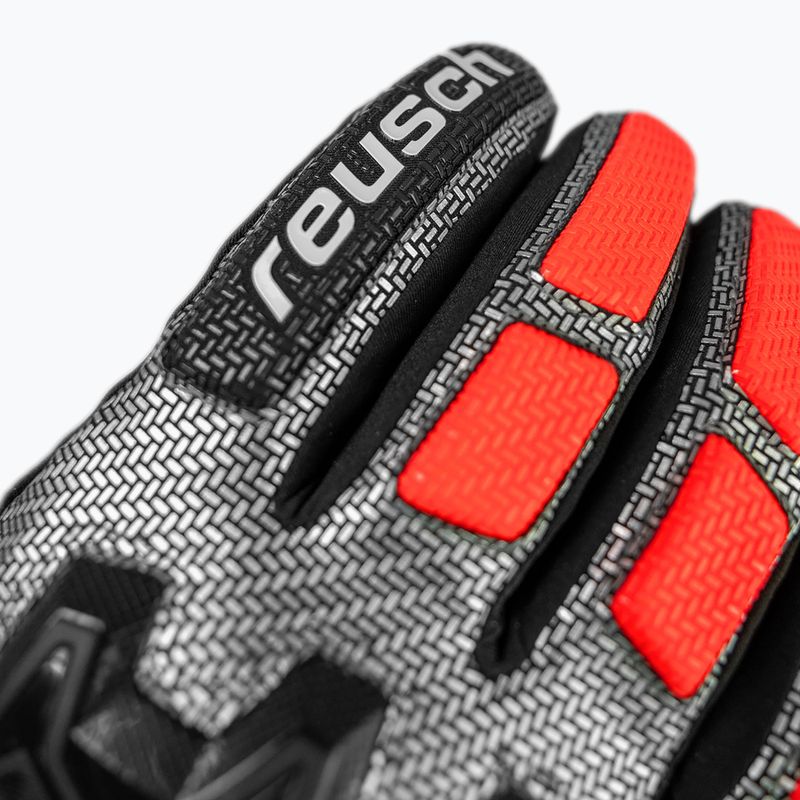 Men's ski gloves Reusch Worldcup Warrior R-Tex XT black/silver/fluo red 5