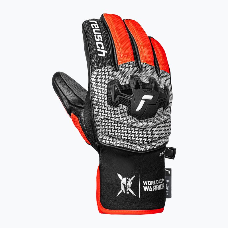 Children's ski gloves Reusch Worldcup Warrior GS black/silver/fluo red 2