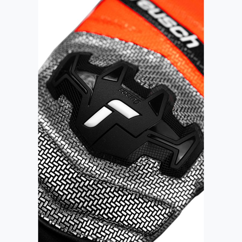 Children's ski gloves Reusch Worldcup Warrior GS Mitten black/silver/fluo red 5