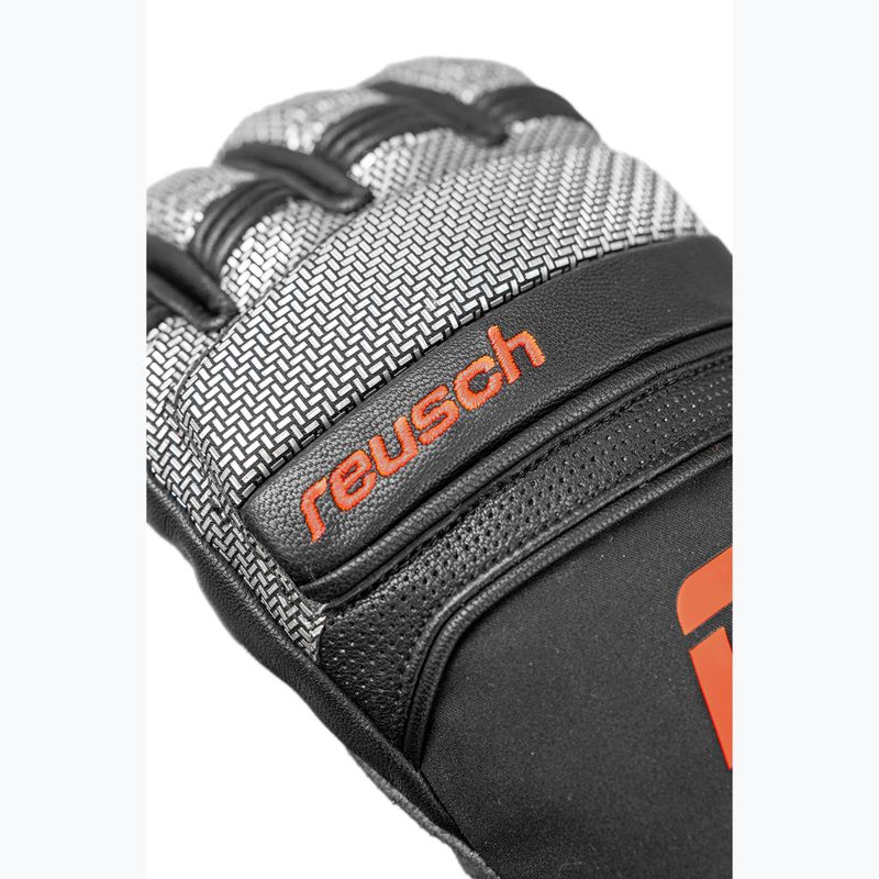 Men's ski gloves Reusch Alpine Master black/silver/fluo red 7
