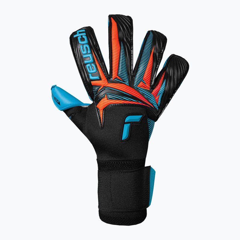 Goalkeeper gloves Reusch Attrakt Aqua Evolution black/shocking orange/aqua blue 2