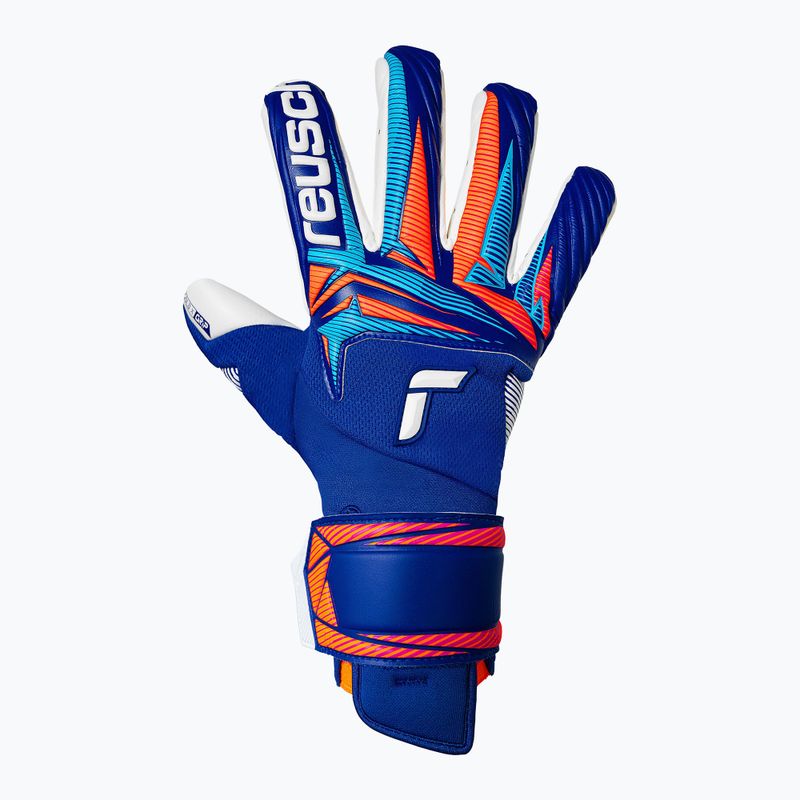 Goalkeeper gloves Reusch Attrakt Gold X Guardian sharp blue/white/shocking orange 2