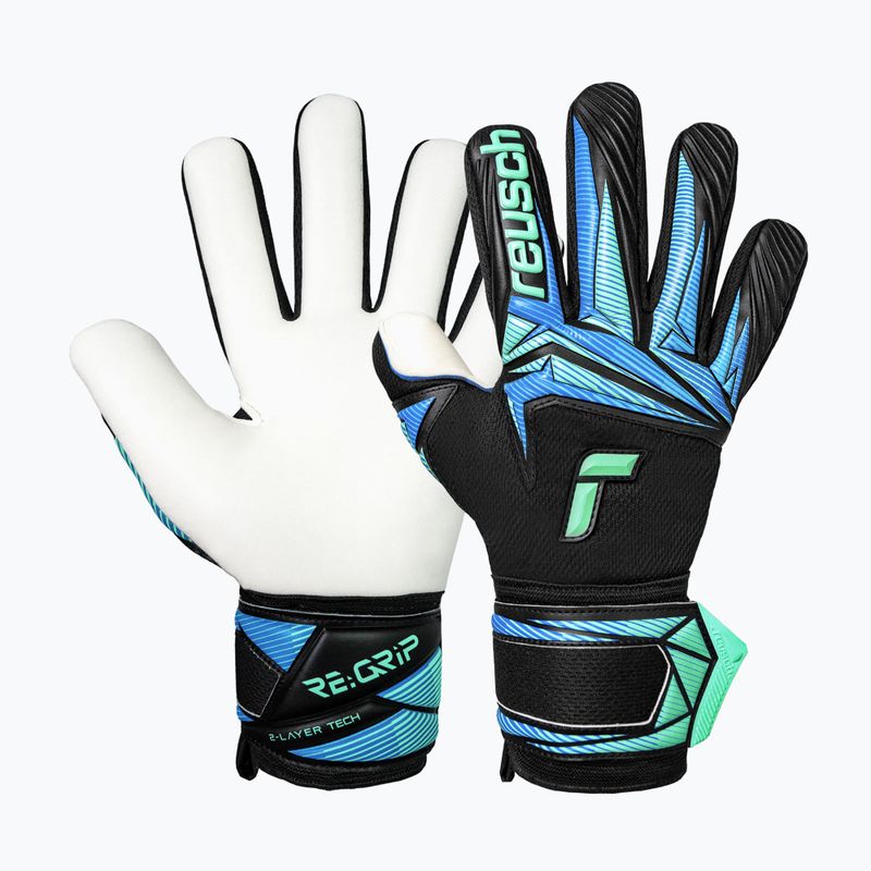Goalkeeper gloves Reusch Attrakt RE:GRIP NC black/ocean light 2