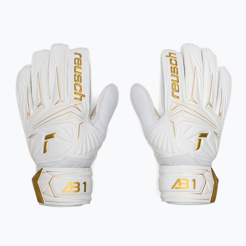 Children's goalkeeper gloves Reusch Attrakt AB1 Solid Junior white/gold 2