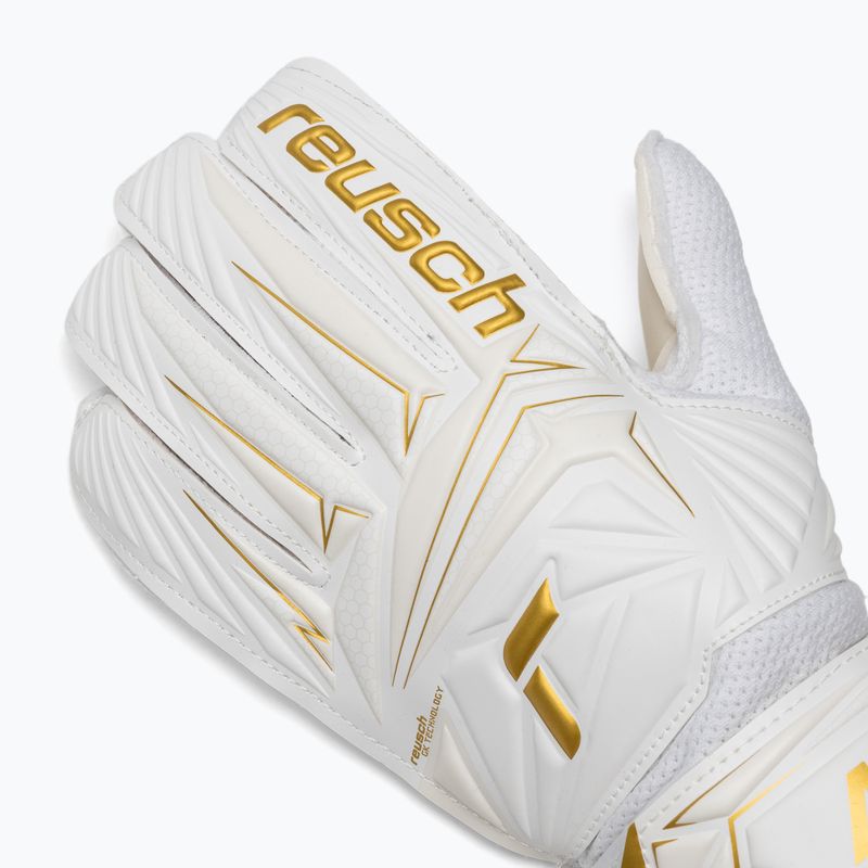Children's goalkeeper gloves Reusch Attrakt AB1 Solid Junior white/gold 4