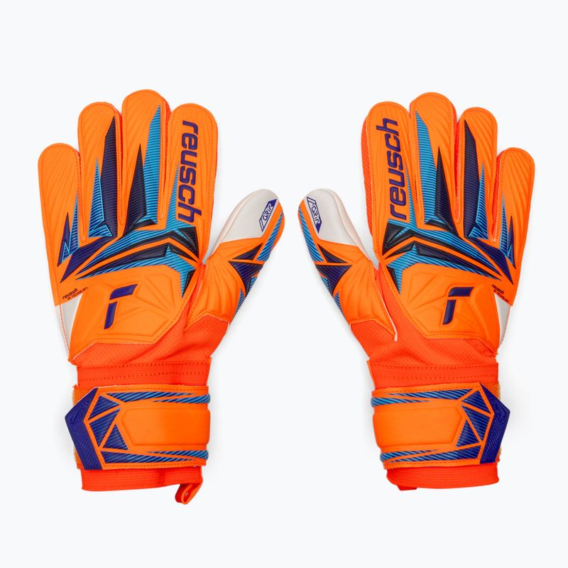 Children's goalkeeper gloves Reusch Attrakt Grip Junior shocking orange/blue 2