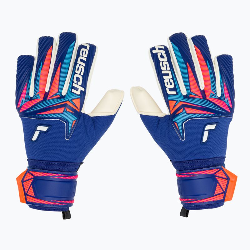 Children's goalkeeper gloves Reusch Attrakt Gold X NC Junior sharp blue/white/shocking orange 2