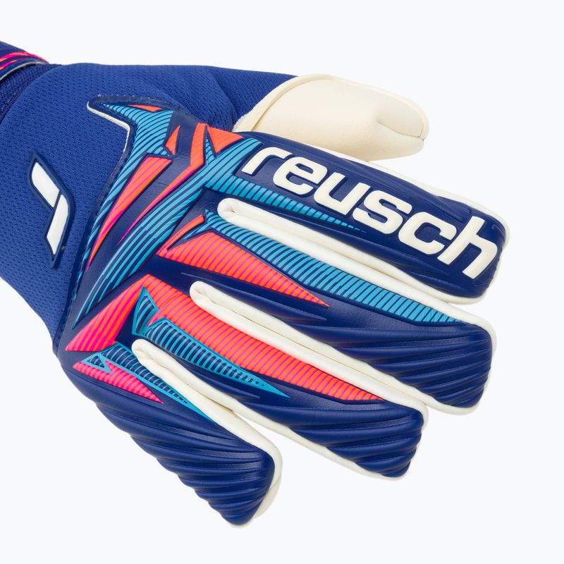 Children's goalkeeper gloves Reusch Attrakt Gold X NC Junior sharp blue/white/shocking orange 4