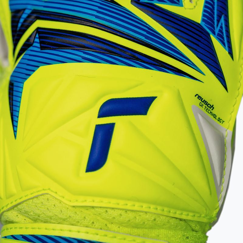 Children's goalkeeper gloves Reusch Attrakt Solid Junior safety yellow/blue 5