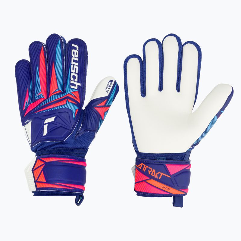 Children's goalkeeper gloves Reusch Attrakt Grip Junior sharp blue/white/shocking orange