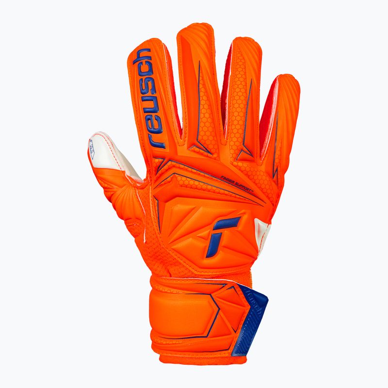 Children's goalkeeper gloves Reusch Attrakt Solid Finger Support Junior shocking orange/blue 2