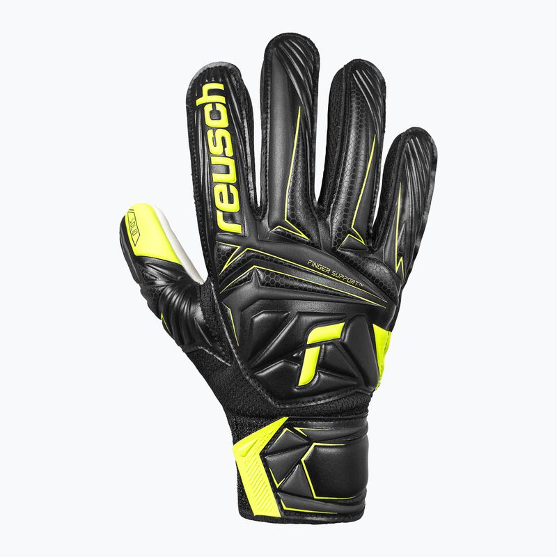 Children's goalkeeper gloves Reusch Attrakt Starter Solid Finger Support Junior black/safety yellow 2