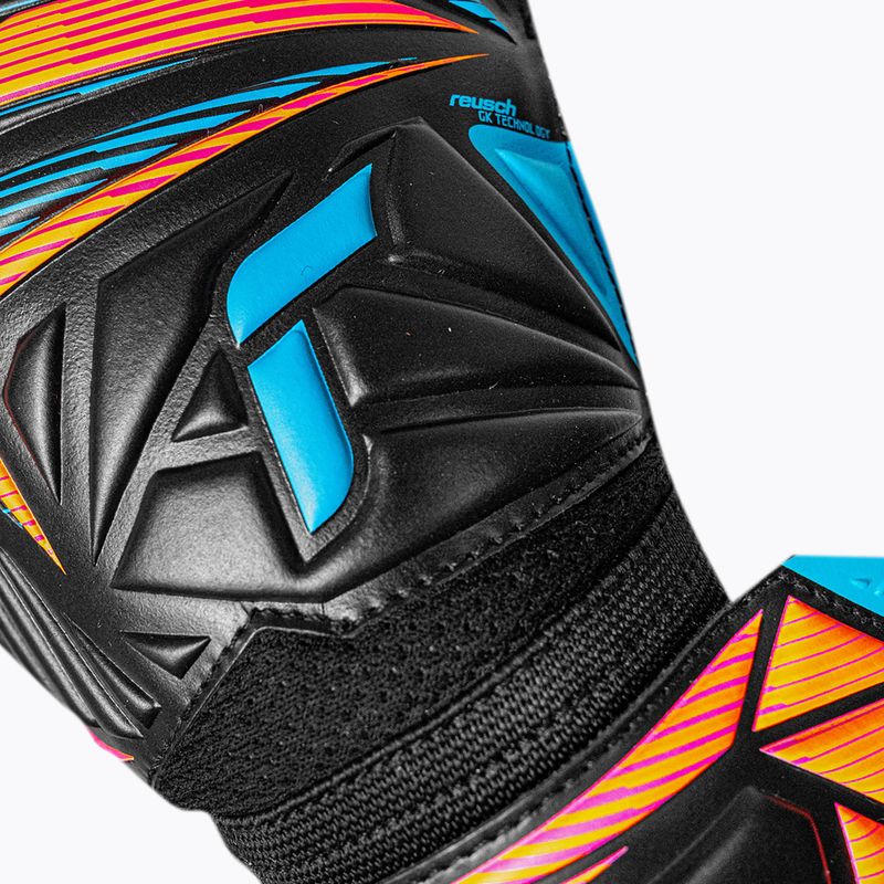 Goalkeeper gloves Reusch Attrakt Solid black/aqua blue/shocking orange 5